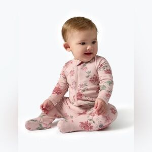 Charming Pink Floral Baby Footie